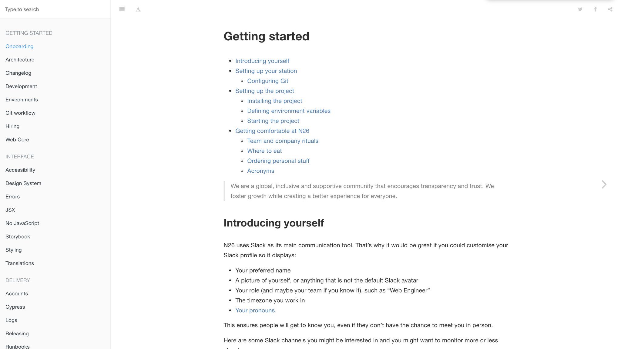 N26 web platform documentation published with GitBook